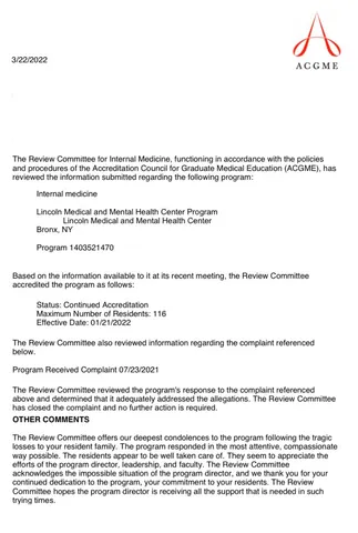 Official letter of accreditation received