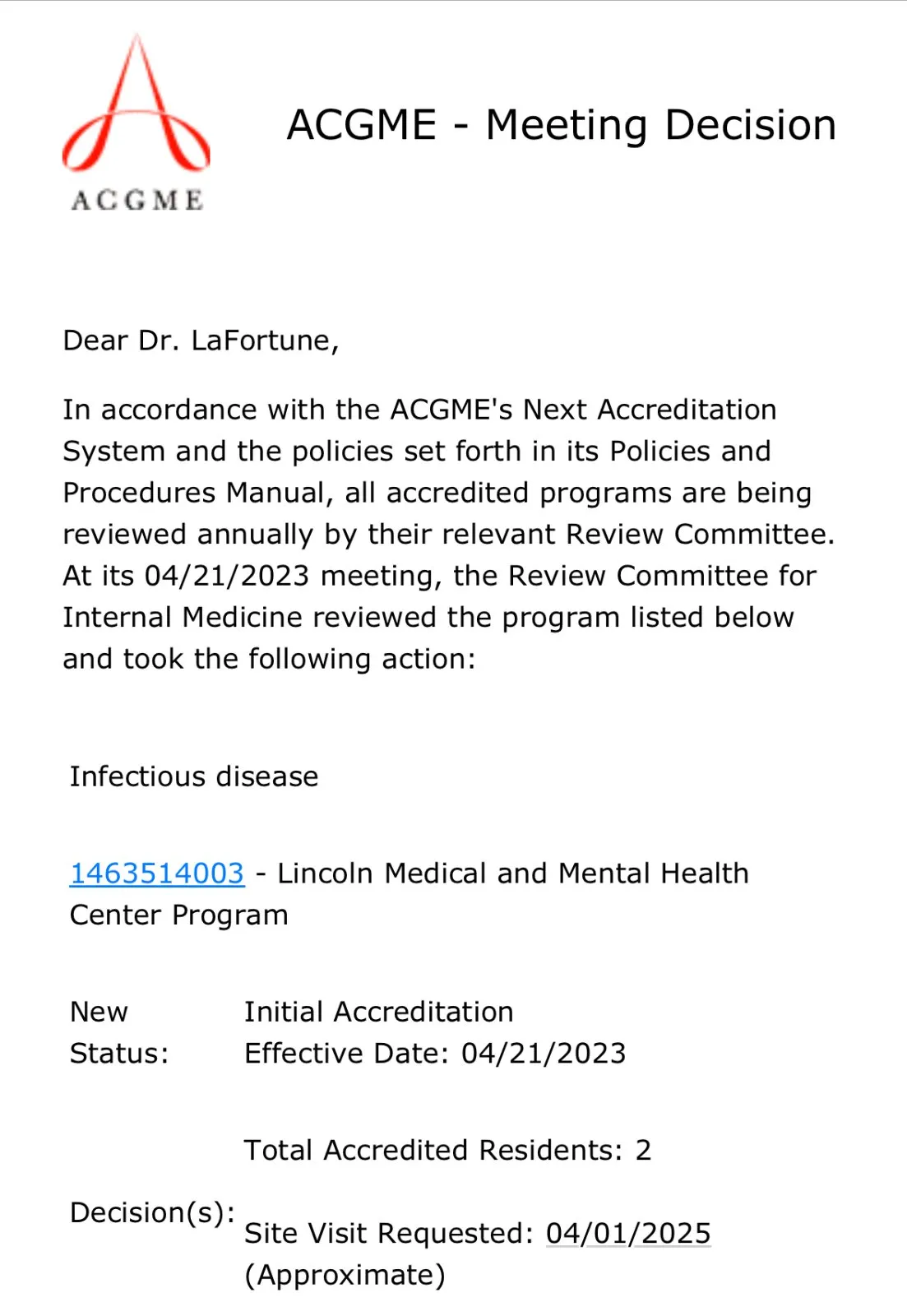 ACGME approves two new fellowship programs